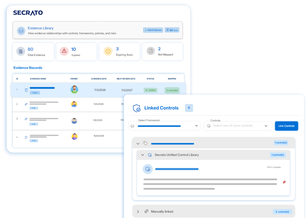 Secrato platform: Evidence library