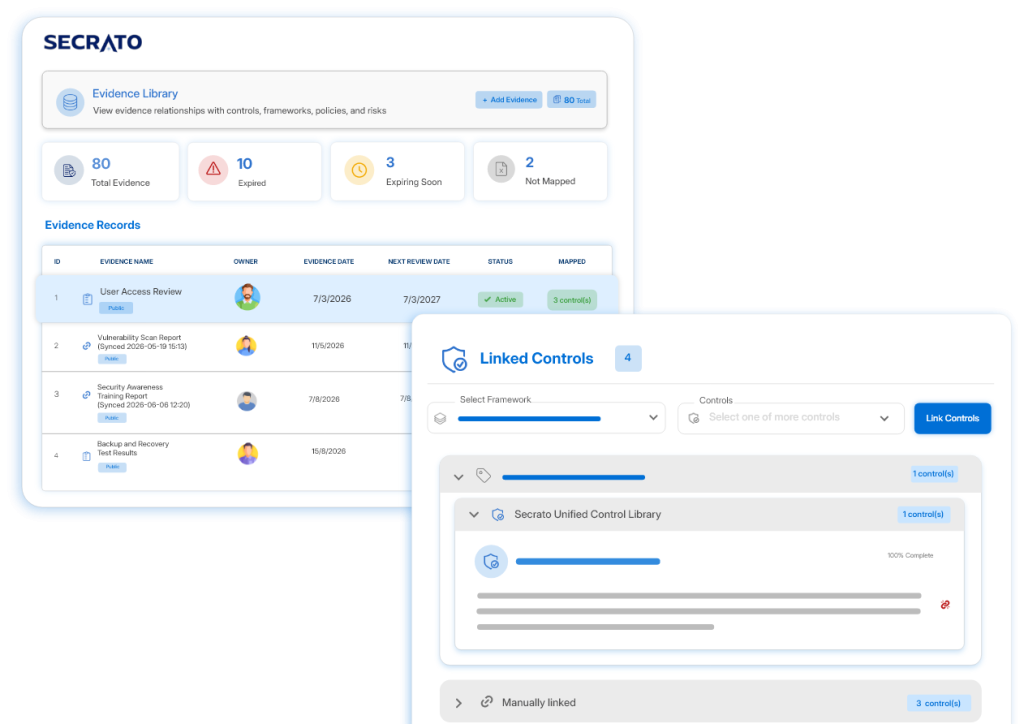 Secrato platform: Evidence library