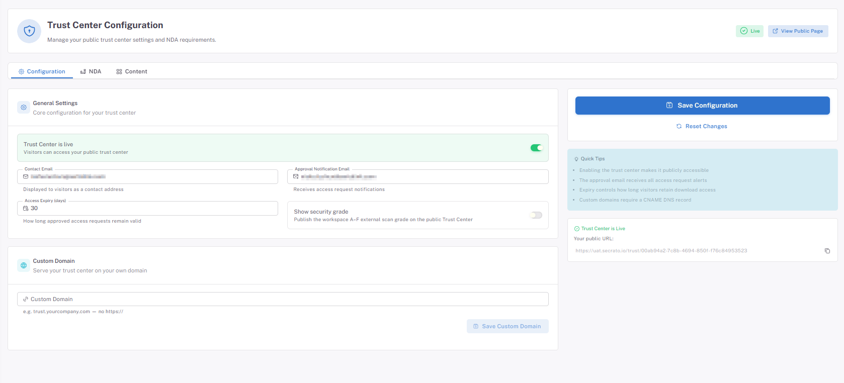 Secrato Trust Network configuration for controlled access