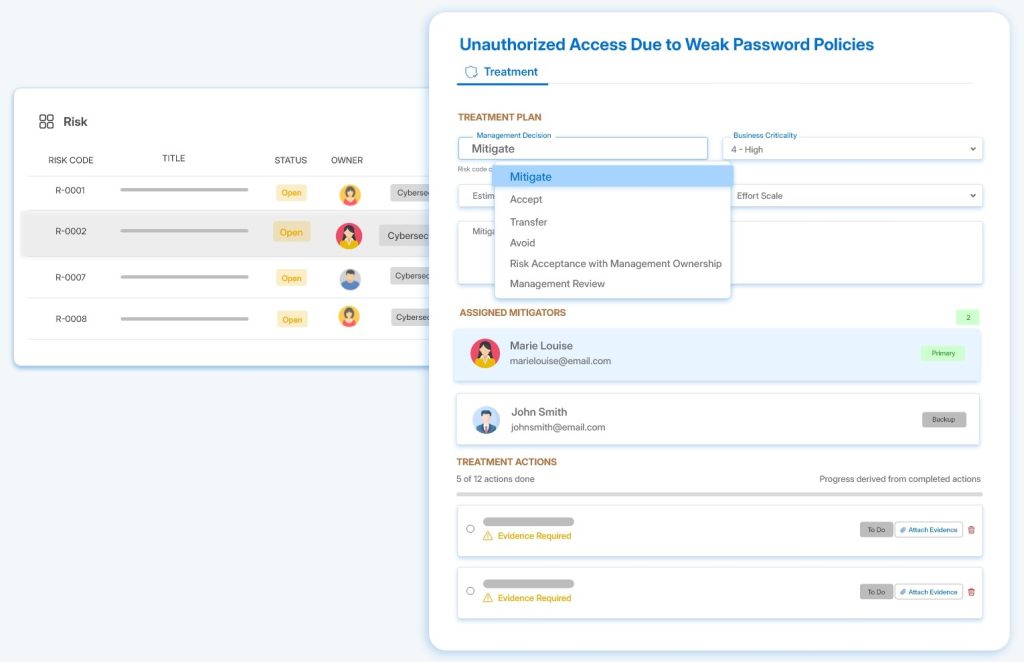 Secrato platform: Risk treatment